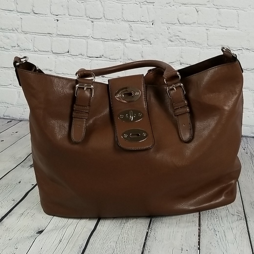 Vegan Leather Brown Tote Bag